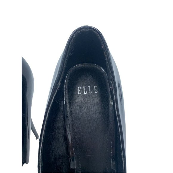 ELLE Elyalena Black Shiny Faux Leather Platform Stiletto High Heels Size 7.5 M - Picture 3 of 12
